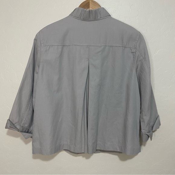 Coldwater Creek Classic light gray ruffle neck jacket Size 14P - Picture 5 of 6